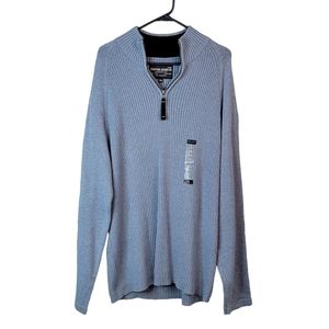 Nautica Jeans Company Quarter Zip Pullover Baby Blue Fashion Sweater NWT XXL